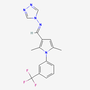 molecular formula C16H14F3N5 B5578375 N-({2,5-二甲基-1-[3-(三氟甲基)苯基]-1H-吡咯-3-基}亚甲基)-4H-1,2,4-三唑-4-胺 