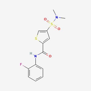molecular formula C13H13FN2O3S2 B5578412 4-[(dimethylamino)sulfonyl]-N-(2-fluorophenyl)-2-thiophenecarboxamide 