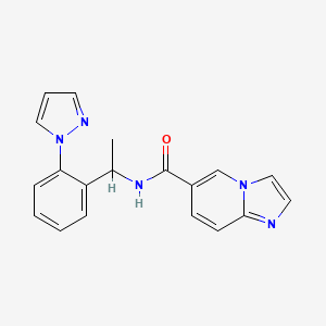molecular formula C19H17N5O B5578475 N-{1-[2-(1H-pyrazol-1-yl)phenyl]ethyl}imidazo[1,2-a]pyridine-6-carboxamide 