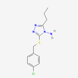 molecular formula C12H15ClN4S B5578546 3-[(4-chlorobenzyl)thio]-5-propyl-4H-1,2,4-triazol-4-amine 
