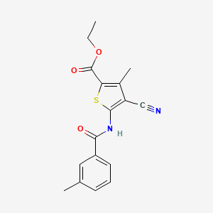 molecular formula C17H16N2O3S B5578554 ethyl 4-cyano-3-methyl-5-[(3-methylbenzoyl)amino]-2-thiophenecarboxylate 