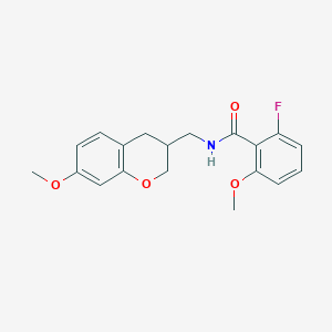 molecular formula C19H20FNO4 B5578581 2-fluoro-6-methoxy-N-[(7-methoxy-3,4-dihydro-2H-chromen-3-yl)methyl]benzamide 