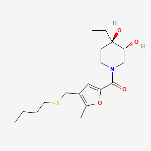 molecular formula C18H29NO4S B5578615 (3R*,4R*)-1-{4-[(butylthio)methyl]-5-methyl-2-furoyl}-4-ethylpiperidine-3,4-diol 