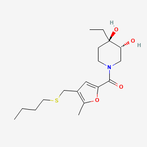 molecular formula C18H29NO4S B5578615 [4-(butylsulfanylmethyl)-5-methylfuran-2-yl]-[(3R,4R)-4-ethyl-3,4-dihydroxypiperidin-1-yl]methanone 