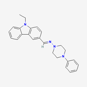 molecular formula C25H26N4 B5578621 N-[(9-乙基-9H-咔唑-3-基)亚甲基]-4-苯基-1-哌嗪胺 