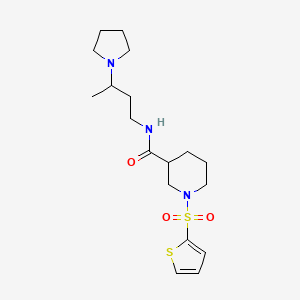 molecular formula C18H29N3O3S2 B5578656 N-[3-(1-pyrrolidinyl)butyl]-1-(2-thienylsulfonyl)-3-piperidinecarboxamide 