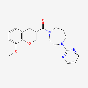 molecular formula C20H24N4O3 B5578674 1-[(8-methoxy-3,4-dihydro-2H-chromen-3-yl)carbonyl]-4-pyrimidin-2-yl-1,4-diazepane 