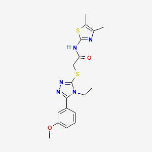molecular formula C18H21N5O2S2 B5578676 N-(4,5-dimethyl-1,3-thiazol-2-yl)-2-{[4-ethyl-5-(3-methoxyphenyl)-4H-1,2,4-triazol-3-yl]thio}acetamide 