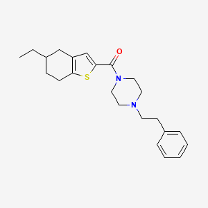 molecular formula C23H30N2OS B5578684 1-[(5-ethyl-4,5,6,7-tetrahydro-1-benzothien-2-yl)carbonyl]-4-(2-phenylethyl)piperazine 
