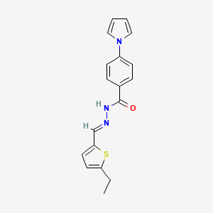molecular formula C18H17N3OS B5578692 N'-[(5-乙基-2-噻吩基)亚甲基]-4-(1H-吡咯-1-基)苯并肼 