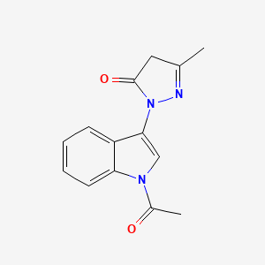 molecular formula C14H13N3O2 B5578697 2-(1-乙酰基-1H-吲哚-3-基)-5-甲基-2,4-二氢-3H-吡唑-3-酮 