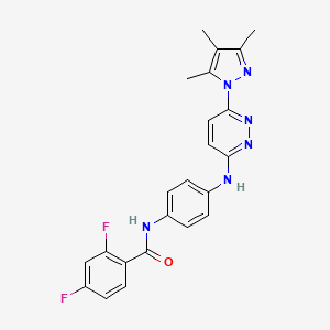 molecular formula C23H20F2N6O B5578724 2,4-difluoro-N-(4-{[6-(3,4,5-trimethyl-1H-pyrazol-1-yl)-3-pyridazinyl]amino}phenyl)benzamide 