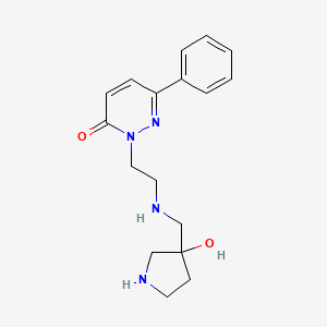 molecular formula C17H22N4O2 B5578729 2-(2-{[(3-hydroxy-3-pyrrolidinyl)methyl]amino}ethyl)-6-phenyl-3(2H)-pyridazinone dihydrochloride 