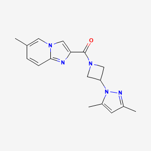molecular formula C17H19N5O B5578807 2-{[3-(3,5-dimethyl-1H-pyrazol-1-yl)-1-azetidinyl]carbonyl}-6-methylimidazo[1,2-a]pyridine 