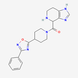 molecular formula C20H22N6O2 B5578860 4-{[4-(3-phenyl-1,2,4-oxadiazol-5-yl)-1-piperidinyl]carbonyl}-4,5,6,7-tetrahydro-1H-imidazo[4,5-c]pyridine dihydrochloride 