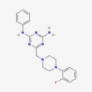 molecular formula C20H22FN7 B5578899 6-{[4-(2-fluorophenyl)-1-piperazinyl]methyl}-N-phenyl-1,3,5-triazine-2,4-diamine 