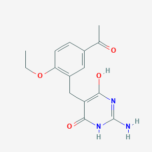 molecular formula C15H17N3O4 B5578927 1-{3-[(2-amino-4,6-dihydroxy-5-pyrimidinyl)methyl]-4-ethoxyphenyl}ethanone 
