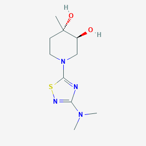 molecular formula C10H18N4O2S B5578948 (3S*,4S*)-1-[3-(二甲氨基)-1,2,4-噻二唑-5-基]-4-甲基哌啶-3,4-二醇 