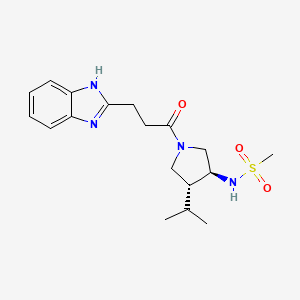 molecular formula C18H26N4O3S B5578970 N-{(3S*,4R*)-1-[3-(1H-benzimidazol-2-yl)propanoyl]-4-isopropyl-3-pyrrolidinyl}methanesulfonamide 
