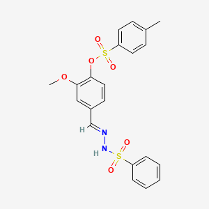 molecular formula C21H20N2O6S2 B5579002 2-methoxy-4-[2-(phenylsulfonyl)carbonohydrazonoyl]phenyl 4-methylbenzenesulfonate 