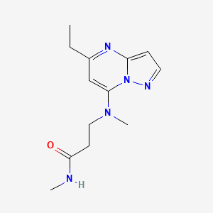 molecular formula C13H19N5O B5579015 N~3~-(5-ethylpyrazolo[1,5-a]pyrimidin-7-yl)-N~1~,N~3~-dimethyl-beta-alaninamide 