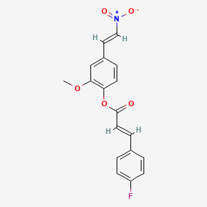 molecular formula C18H14FNO5 B5579039 2-甲氧基-4-(2-硝基乙烯基)苯基 3-(4-氟苯基)丙烯酸酯 