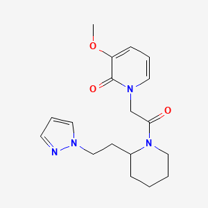 molecular formula C18H24N4O3 B5579055 3-methoxy-1-(2-oxo-2-{2-[2-(1H-pyrazol-1-yl)ethyl]piperidin-1-yl}ethyl)pyridin-2(1H)-one 