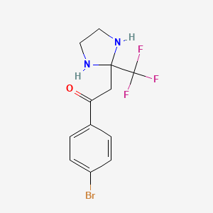 molecular formula C12H12BrF3N2O B5579063 1-(4-溴苯基)-2-[2-(三氟甲基)-2-咪唑烷基]乙酮 