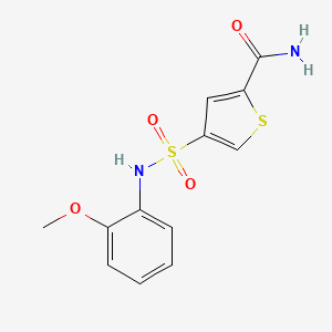 molecular formula C12H12N2O4S2 B5579086 4-{[(2-methoxyphenyl)amino]sulfonyl}-2-thiophenecarboxamide 