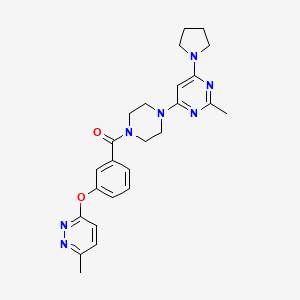 molecular formula C25H29N7O2 B5579138 3-methyl-6-[3-({4-[2-methyl-6-(1-pyrrolidinyl)-4-pyrimidinyl]-1-piperazinyl}carbonyl)phenoxy]pyridazine 