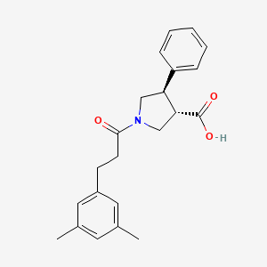 molecular formula C22H25NO3 B5579142 (3S*,4R*)-1-[3-(3,5-dimethylphenyl)propanoyl]-4-phenylpyrrolidine-3-carboxylic acid 