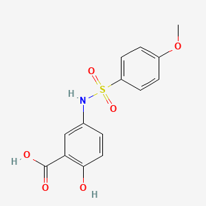 molecular formula C14H13NO6S B5579150 2-羟基-5-{[(4-甲氧基苯基)磺酰基]氨基}苯甲酸 
