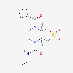 molecular formula C14H23N3O4S B5579158 (4aS*,7aR*)-4-(环丁基羰基)-N-乙基六氢噻吩并[3,4-b]吡嗪-1(2H)-甲酰胺 6,6-二氧化物 