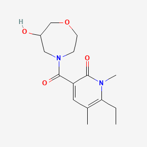 molecular formula C15H22N2O4 B5579176 6-乙基-3-[(6-羟基-1,4-氧杂环己烷-4-基)羰基]-1,5-二甲基吡啶-2(1H)-酮 