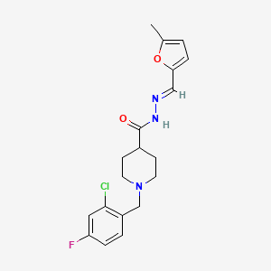 molecular formula C19H21ClFN3O2 B5579182 1-(2-氯-4-氟苄基)-N'-[(5-甲基-2-呋喃基)亚甲基]-4-哌啶甲酰肼 