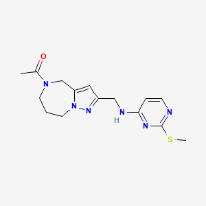 molecular formula C15H20N6OS B5579227 N-[(5-acetyl-5,6,7,8-tetrahydro-4H-pyrazolo[1,5-a][1,4]diazepin-2-yl)methyl]-2-(methylthio)pyrimidin-4-amine 