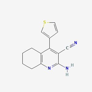molecular formula C14H13N3S B5579230 2-氨基-4-(3-噻吩基)-5,6,7,8-四氢-3-喹啉甲腈 