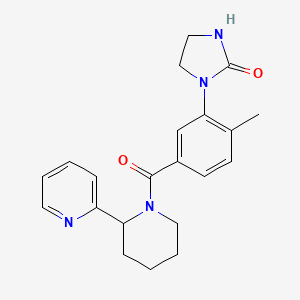 molecular formula C21H24N4O2 B5579253 1-(2-甲基-5-{[2-(2-吡啶基)-1-哌啶基]羰基}苯基)-2-咪唑烷酮 