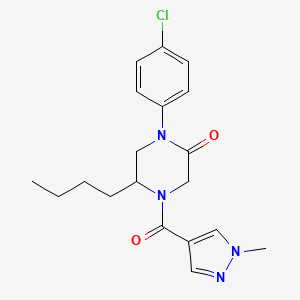 molecular formula C19H23ClN4O2 B5579320 5-丁基-1-(4-氯苯基)-4-[(1-甲基-1H-吡唑-4-基)羰基]-2-哌嗪酮 