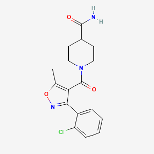 molecular formula C17H18ClN3O3 B5579322 1-{[3-(2-chlorophenyl)-5-methyl-4-isoxazolyl]carbonyl}-4-piperidinecarboxamide CAS No. 5935-50-2
