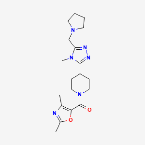 molecular formula C19H28N6O2 B5579343 1-[(2,4-dimethyl-1,3-oxazol-5-yl)carbonyl]-4-[4-methyl-5-(pyrrolidin-1-ylmethyl)-4H-1,2,4-triazol-3-yl]piperidine 