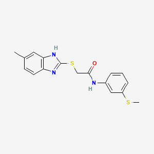 molecular formula C17H17N3OS2 B5579384 2-[(5-methyl-1H-benzimidazol-2-yl)thio]-N-[3-(methylthio)phenyl]acetamide 