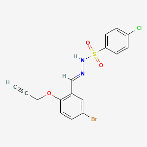 molecular formula C16H12BrClN2O3S B5579395 N'-[5-bromo-2-(2-propyn-1-yloxy)benzylidene]-4-chlorobenzenesulfonohydrazide 
