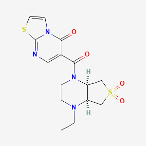 molecular formula C15H18N4O4S2 B5579401 6-{[(4aS*,7aR*)-4-ethyl-6,6-dioxidohexahydrothieno[3,4-b]pyrazin-1(2H)-yl]carbonyl}-5H-[1,3]thiazolo[3,2-a]pyrimidin-5-one 