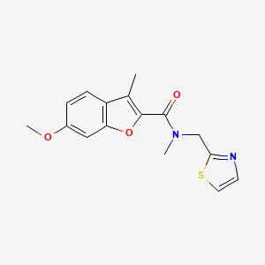 molecular formula C16H16N2O3S B5579405 6-甲氧基-N,3-二甲基-N-(1,3-噻唑-2-基甲基)-1-苯并呋喃-2-甲酰胺 