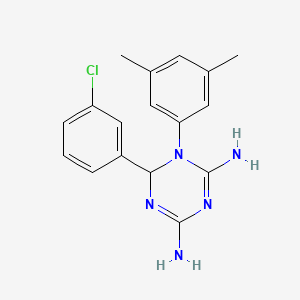 molecular formula C17H18ClN5 B5579413 6-(3-chlorophenyl)-1-(3,5-dimethylphenyl)-1,6-dihydro-1,3,5-triazine-2,4-diamine 