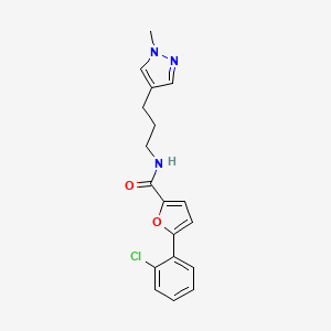 molecular formula C18H18ClN3O2 B5579419 5-(2-chlorophenyl)-N-[3-(1-methyl-1H-pyrazol-4-yl)propyl]-2-furamide 