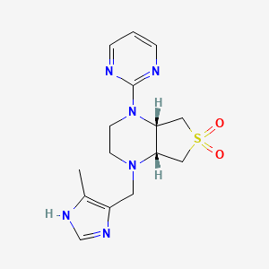 molecular formula C15H20N6O2S B5579437 (4aS*,7aR*)-1-[(4-甲基-1H-咪唑-5-基)甲基]-4-嘧啶-2-基八氢噻吩并[3,4-b]吡嗪 6,6-二氧化物 