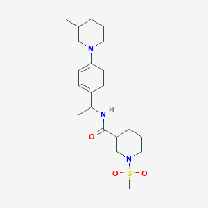 molecular formula C21H33N3O3S B5579466 N-{1-[4-(3-methyl-1-piperidinyl)phenyl]ethyl}-1-(methylsulfonyl)-3-piperidinecarboxamide 