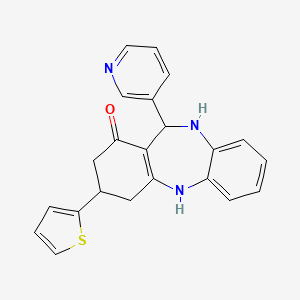 molecular formula C22H19N3OS B5579474 11-(3-吡啶基)-3-(2-噻吩基)-2,3,4,5,10,11-六氢-1H-二苯并[b,e][1,4]二氮杂卓-1-酮 